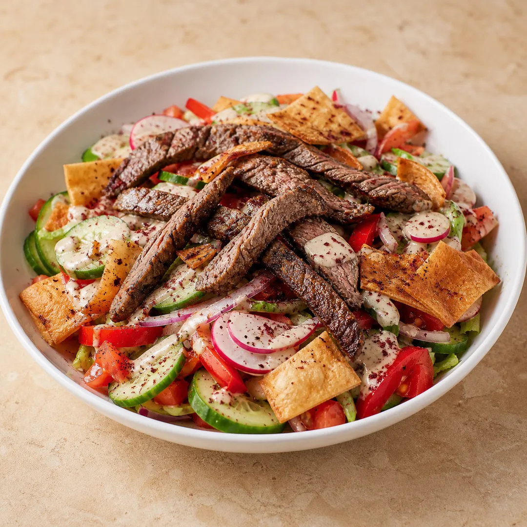 AI-assisted menu preview of Beef Salad for Mezze Cafe in South Austin