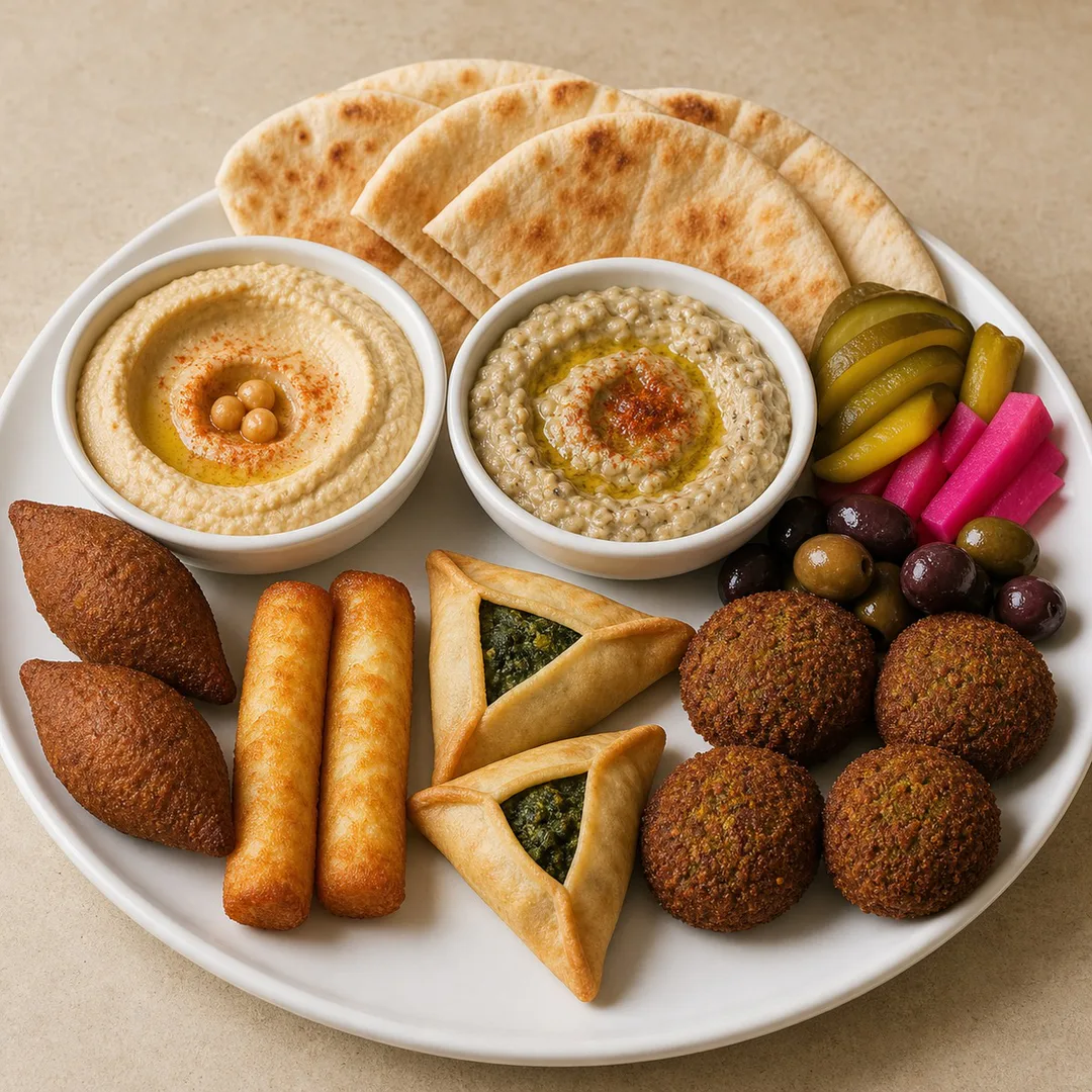 AI-assisted menu preview of Jumbo Mezze Platter for Mezze Cafe in South Austin