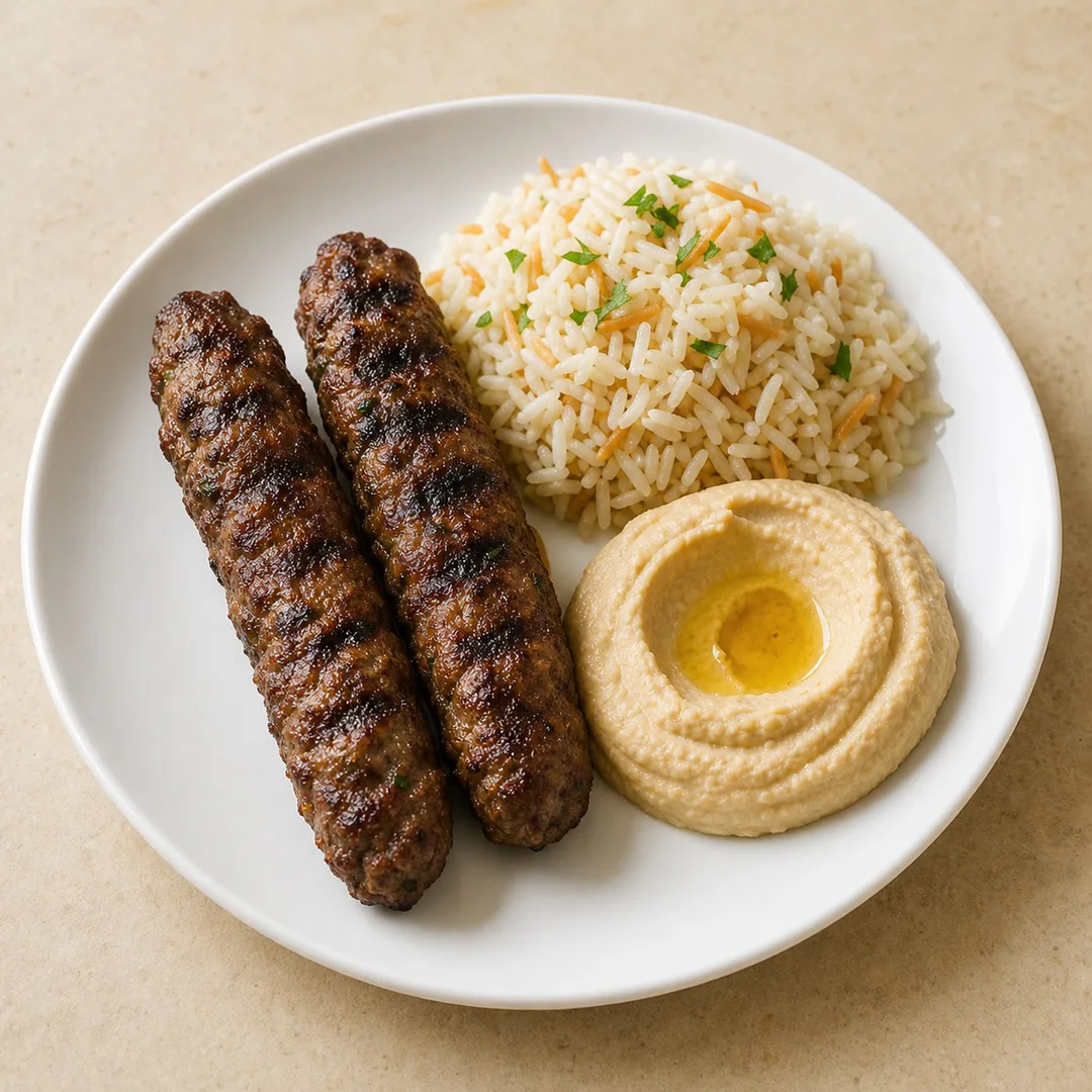 AI-assisted menu preview of Kafta Kebab Plate for Mezze Cafe in South Austin