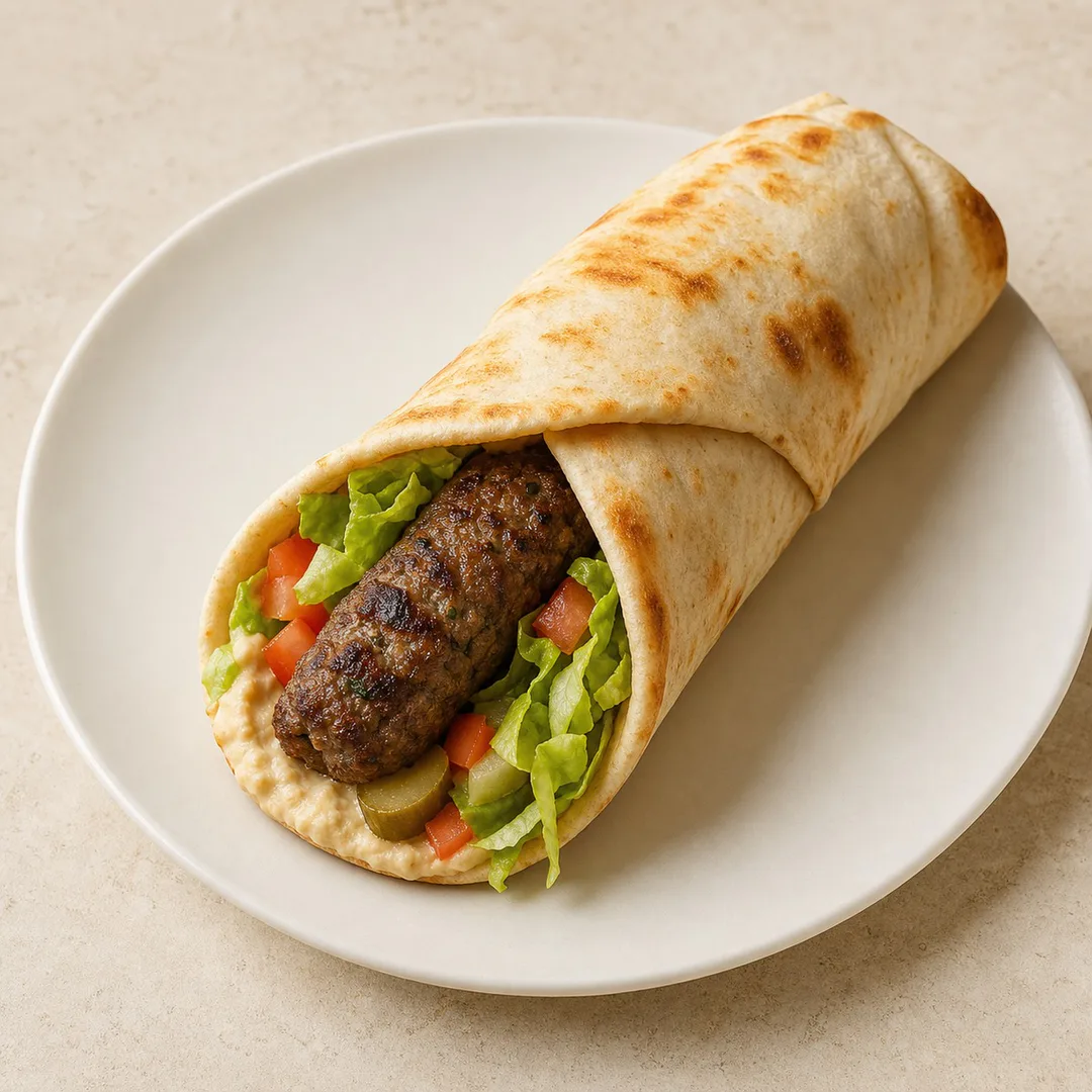 AI-assisted menu preview of Kafta Kebab Wrap for Mezze Cafe in South Austin