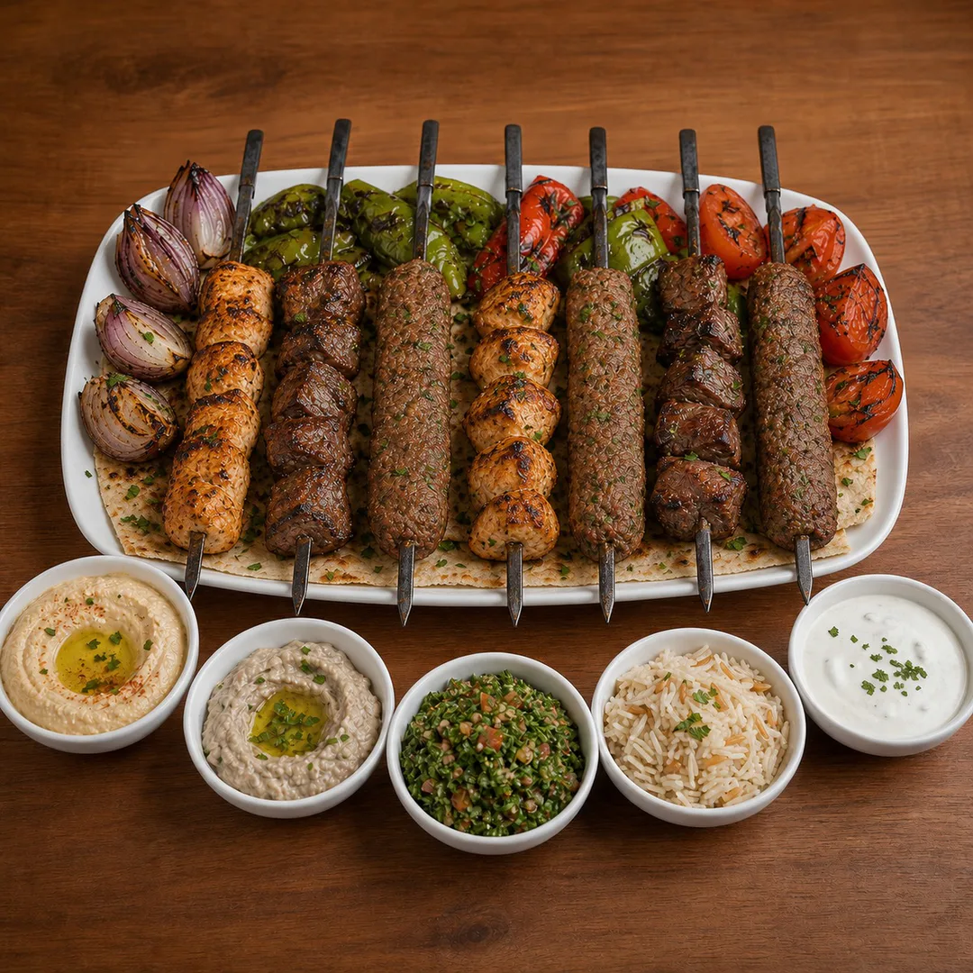 AI-assisted menu preview of Large Mixed Grill Platter for Mezze Cafe in South Austin