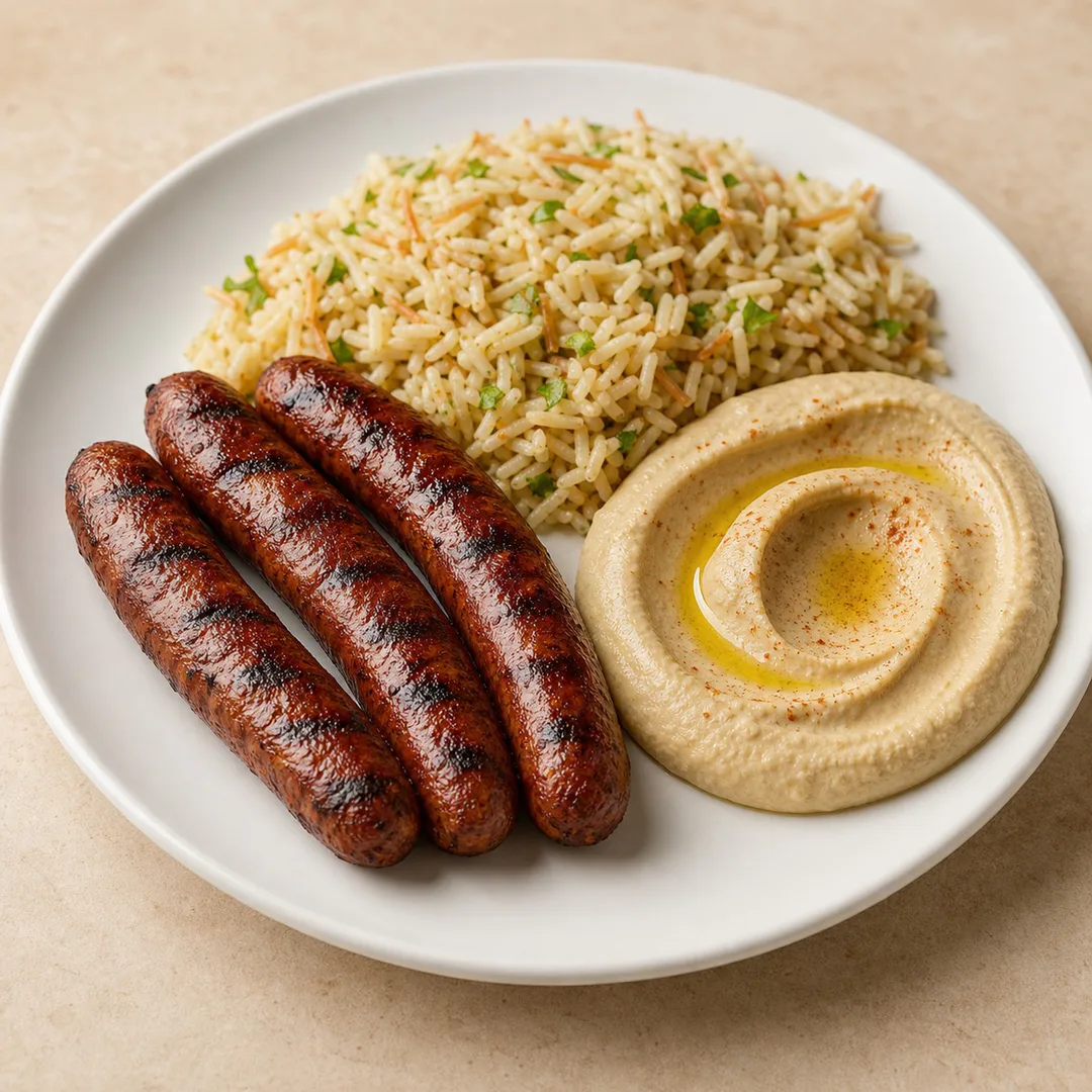 AI-assisted menu preview of Merguez Plate for Mezze Cafe in South Austin