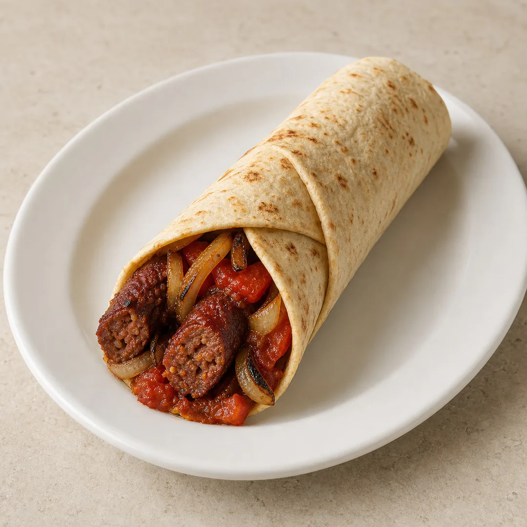 AI-assisted menu preview of Merguez Wrap for Mezze Cafe in South Austin