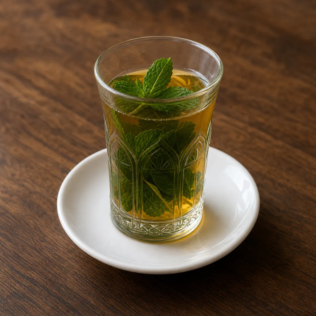 AI-assisted menu preview of Moroccan Mint Tea for Mezze Cafe in South Austin