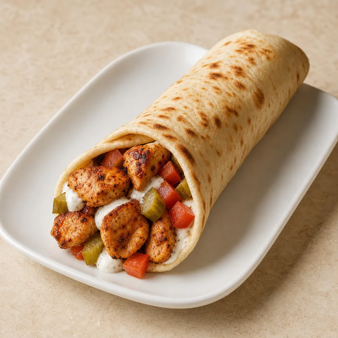 AI-assisted menu preview of Shish Tawook Wrap for Mezze Cafe in South Austin