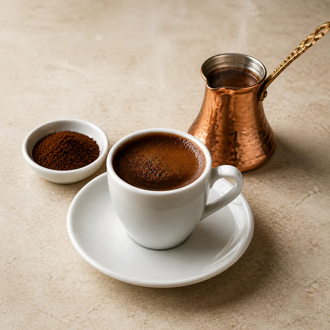 AI-assisted menu preview of Turkish Coffee for Mezze Cafe in South Austin