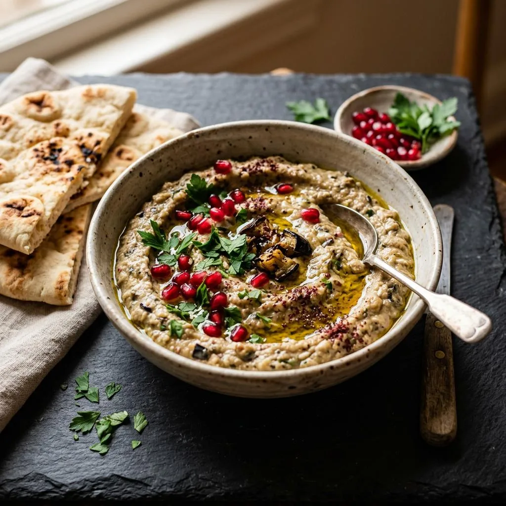 Baba Ghanouj Dip at Mezze Cafe Mediterranean Grill & Hookah Lounge, 504 W Oltorf St, Austin, TX 78704 - Fresh, authentic Mediterranean cuisine