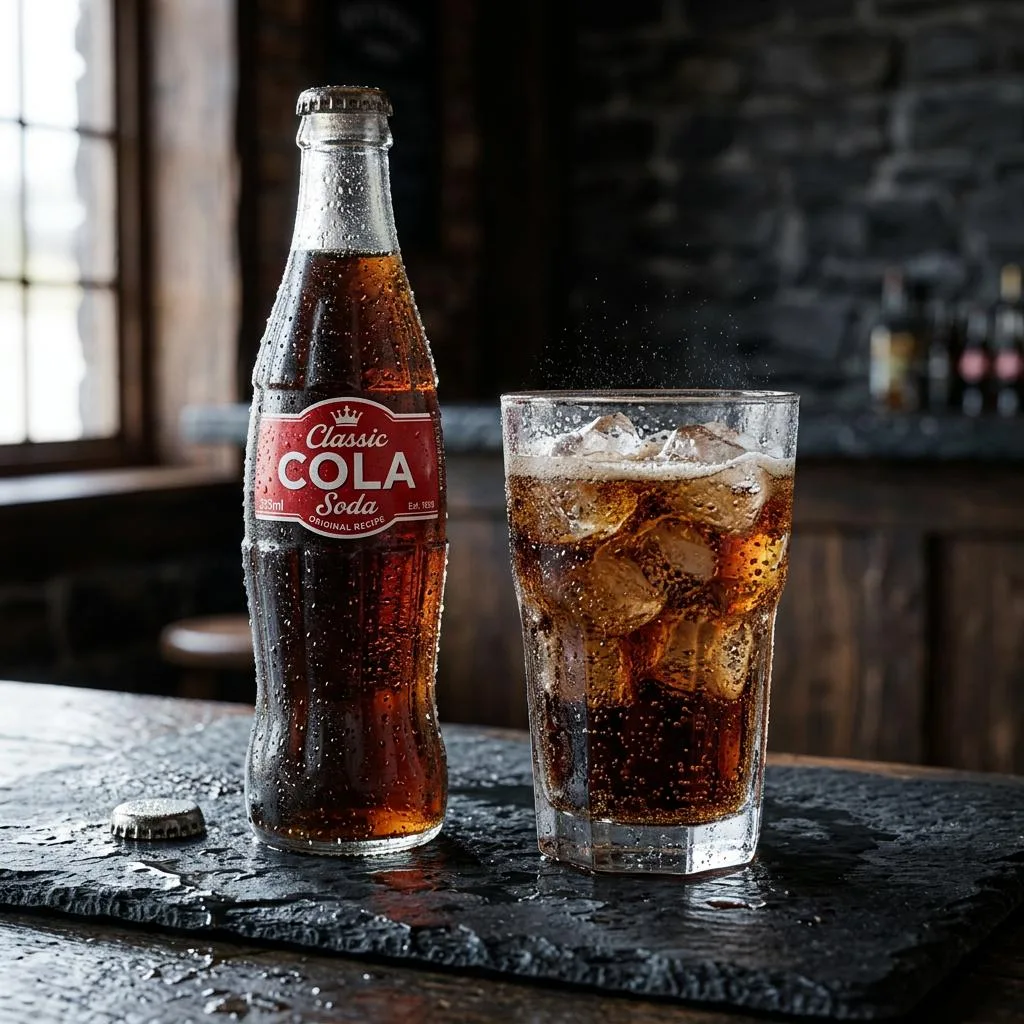 Ice-cold Coca-Cola in a glass