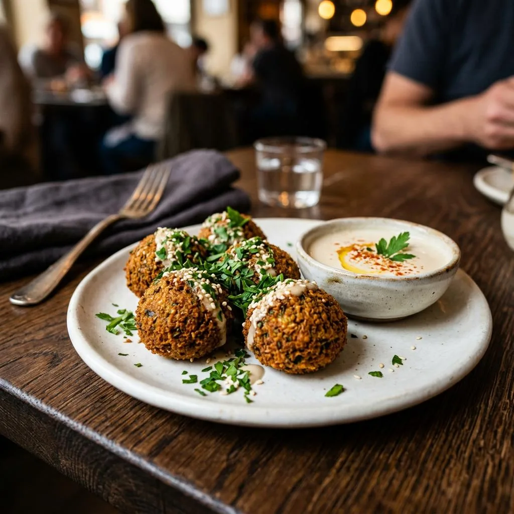 Falafel (4) at Mezze Cafe Mediterranean Grill & Hookah Lounge, 504 W Oltorf St, Austin, TX 78704 - Fresh, authentic Mediterranean cuisine