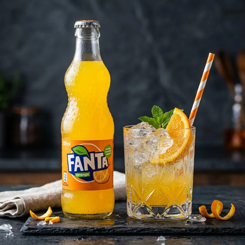 Fanta served chilled over ice