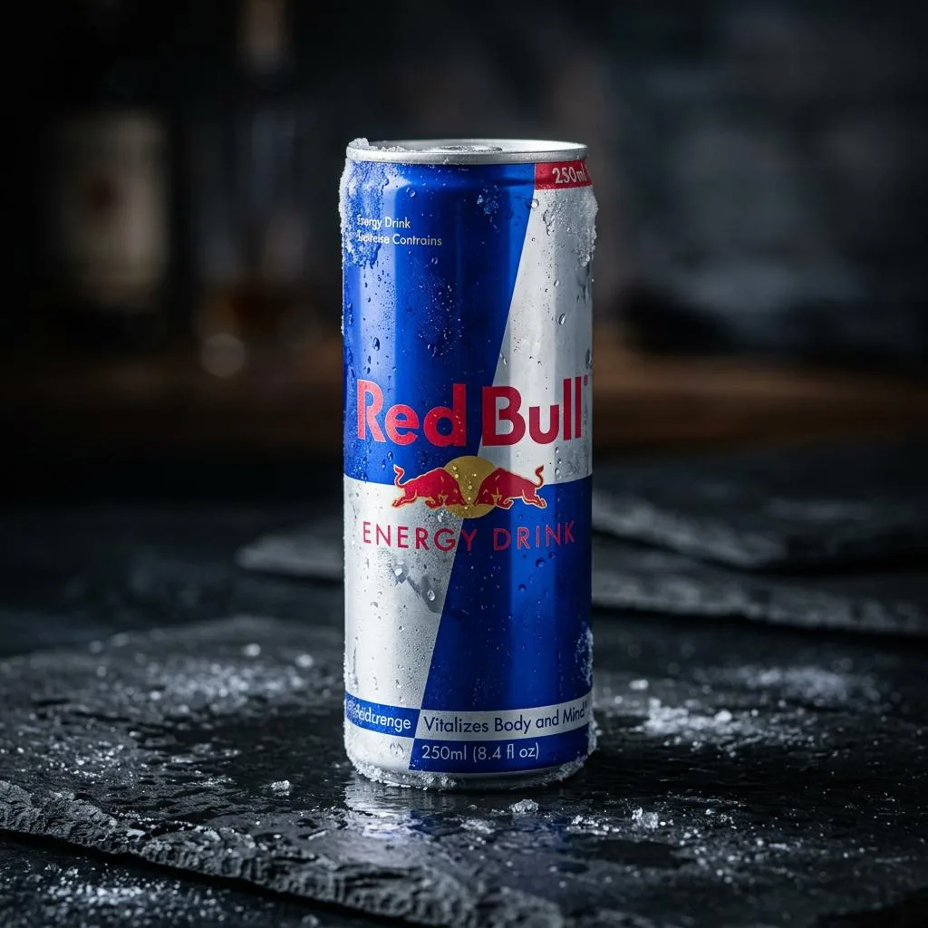 Red Bull energy drink, ice cold