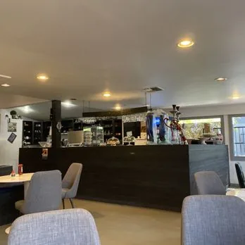 Bar and counter inside Mezze Cafe Mediterranean restaurant Austin