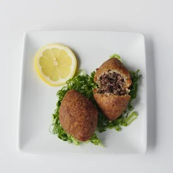 Kibbeh with fresh lemon at Mezze Cafe Mediterranean restaurant Austin