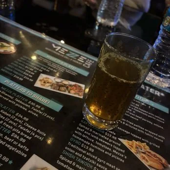 Glass of hot Moroccan mint tea on the menu at Mezze Cafe Austin