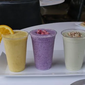 Three fresh fruit smoothies at Mezze Cafe Austin